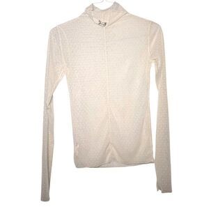 Intimately Free People Ivory Sheer Layering Long Sleeve High Neck Top size Small